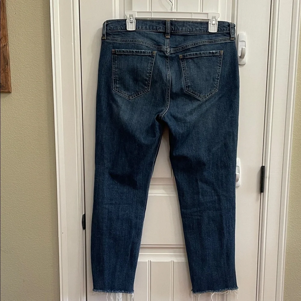 Old Navy Women's Dark Indigo Boyfriend Jeans with Distress